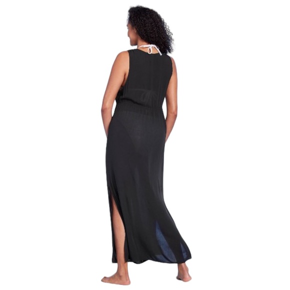 Women's Sleeveless Cover Up Maxi Duster - Kona Sol Black L/XL 12-16 - Picture 2 of 7